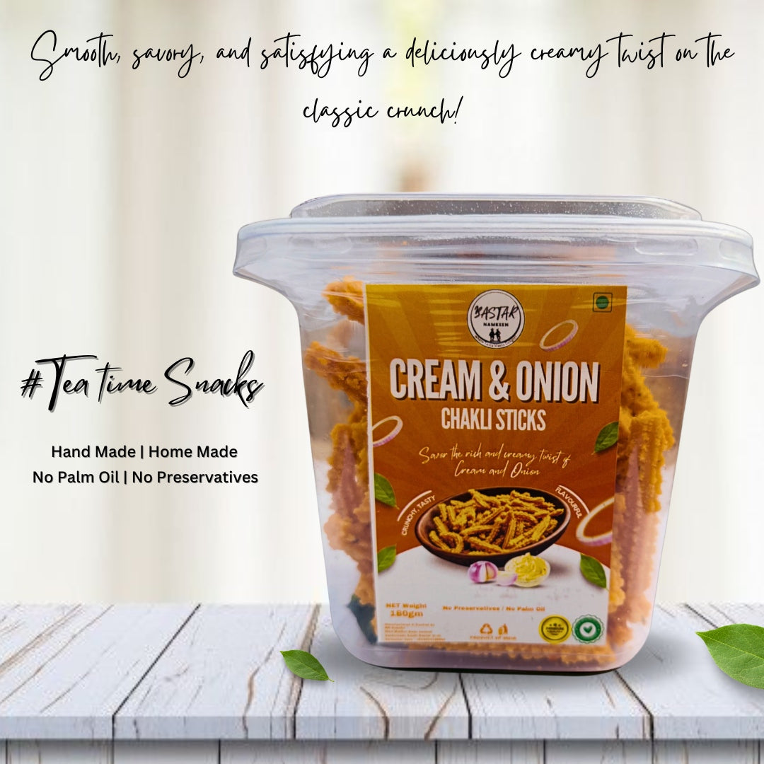 Cream & Onion Chakli Stick - 180gm | Namkeen Snacks for Foodie Indian